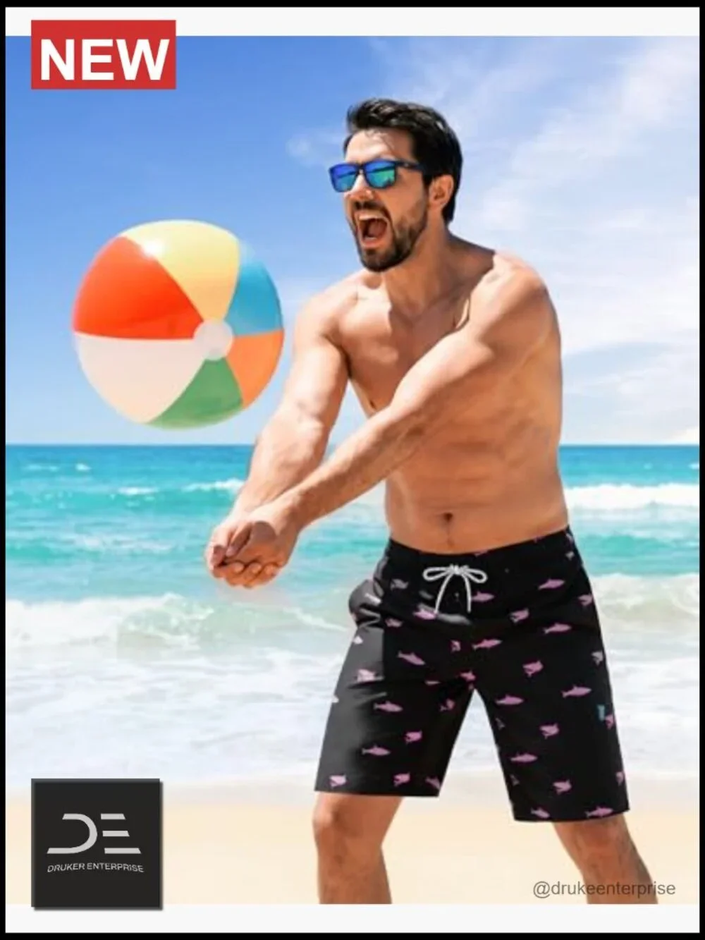 Men's Swim Trunks with Compression Liner - Quick Dry 2 in 1 Board Shorts with